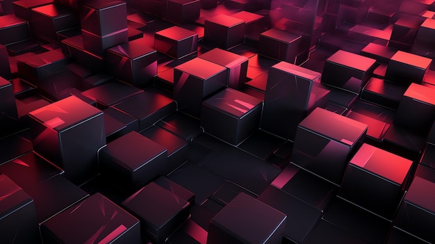 3D cube wallpaper modern glow red