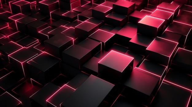 3D cube wallpaper modern glow red