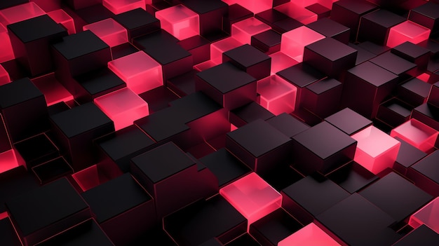 3D cube wallpaper modern glow red