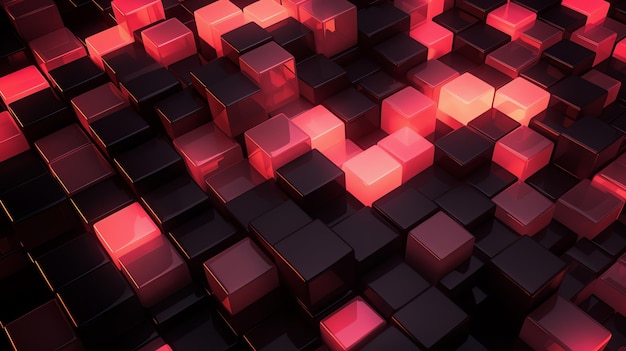 3D cube wallpaper modern glow red