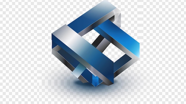 a 3d cube with a blue x on it