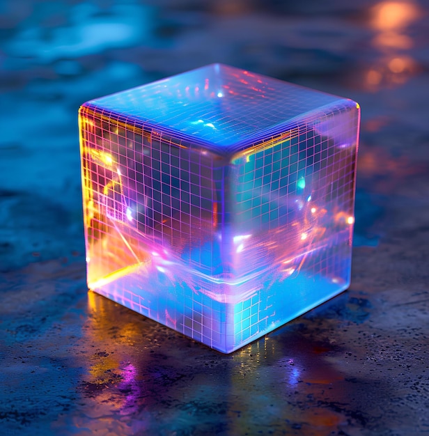 3d cube with light lights and color