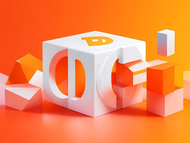 a 3d cube with the word " u " on it