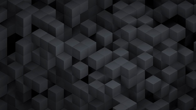 3d cubes abstract background Black isometric digital technology futuristic blocks on dark surface