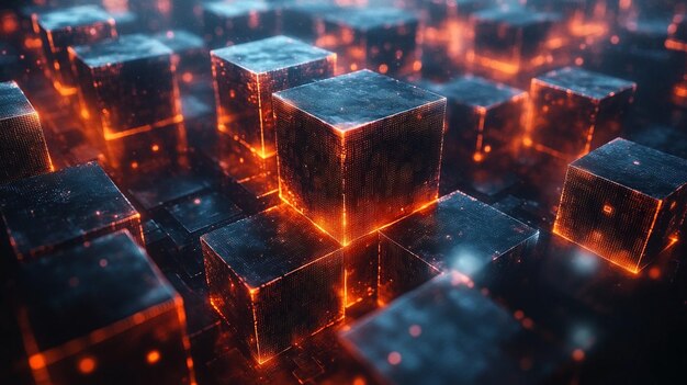 3d cubes representing blockchain background