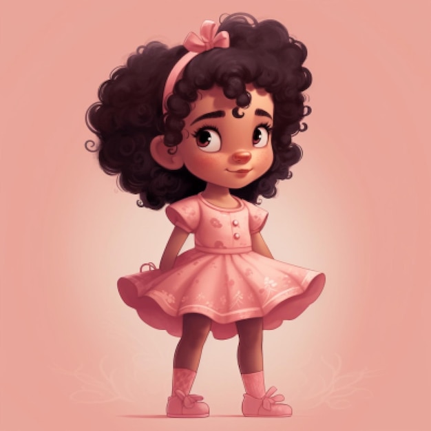 3d curly girl mascot