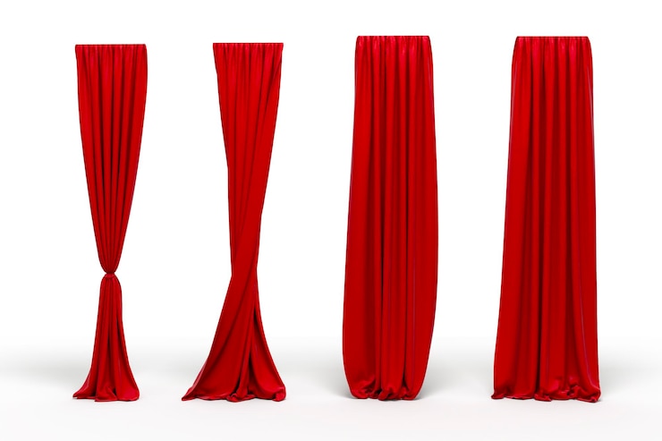 Photo 3d curtains on white background