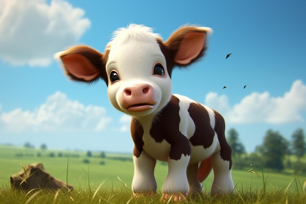 3D Cute Adorable Baby Cow