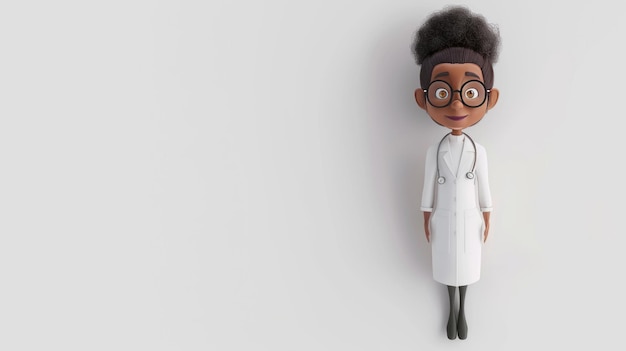 3d Cute african american doctor with glasses Medicine concept