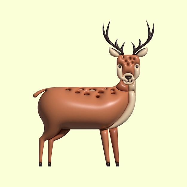 3d cute animal asset with light background