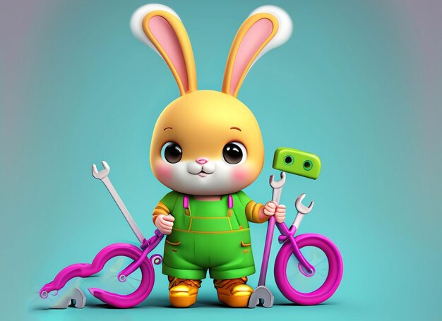 3d cute baby animal set in bay cycle