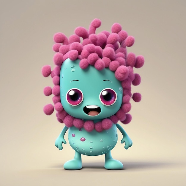 3d cute bacteria character