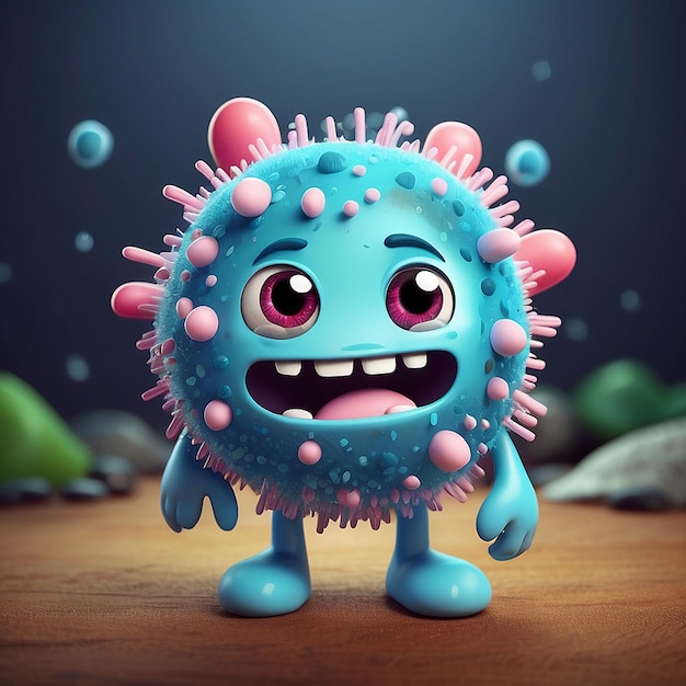 3d cute bacteria character