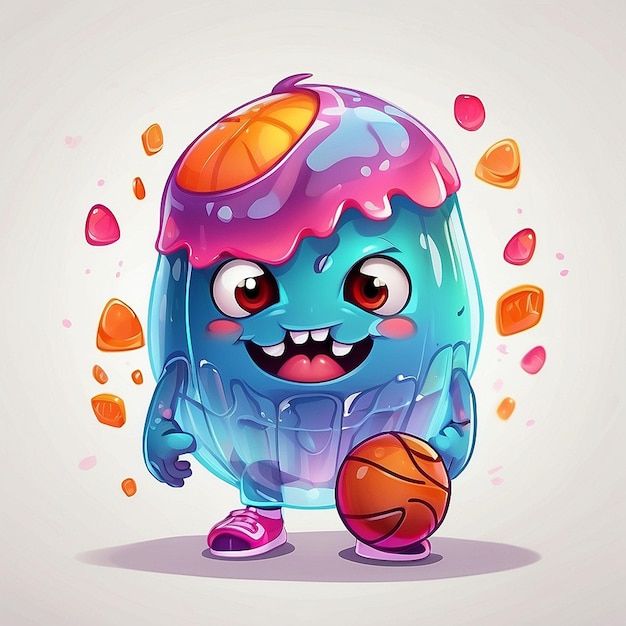 3d cute basketball monster character