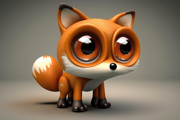 3D cute big eye fox cartoon