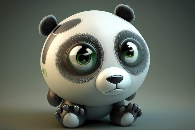 Foto cartone animato 3d di panda con gli occhi grandi e carini