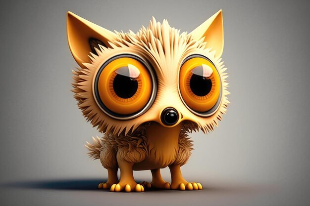 3D cute big eye wolf cartoon