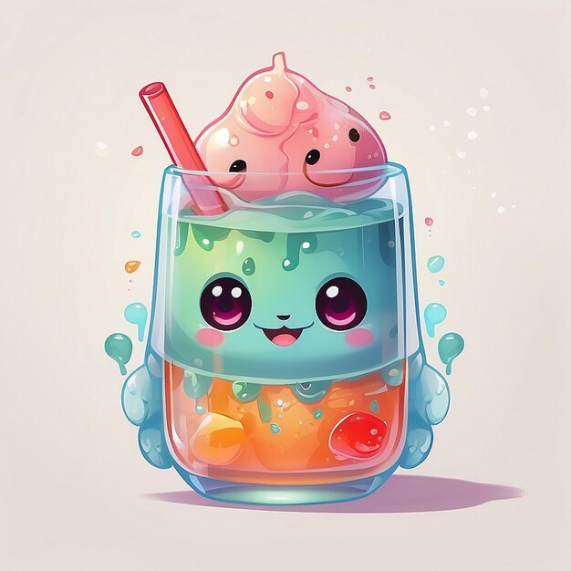 3d cute boba drink character