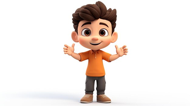 3D cute boy cartoon character