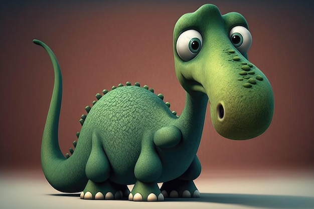 3D cute Brachiosaurus cartoon A group of primitive reptile dinosaurs from the Jurassic period