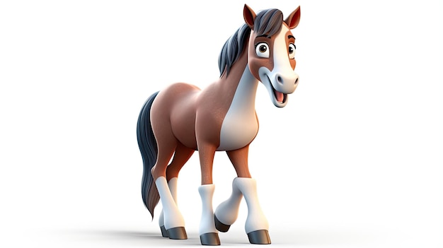 3D cute brown color horse cartoon