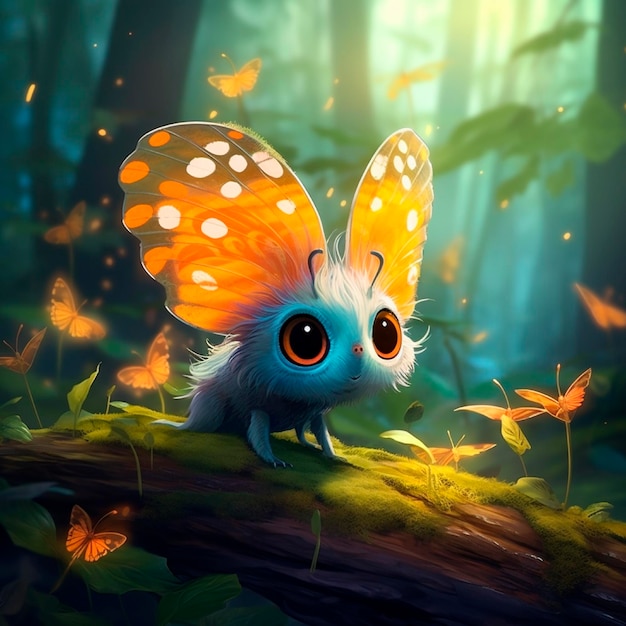 3d Cute butterfly cartoon illustration