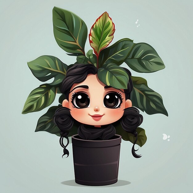 Photo 3d cute calathea black character