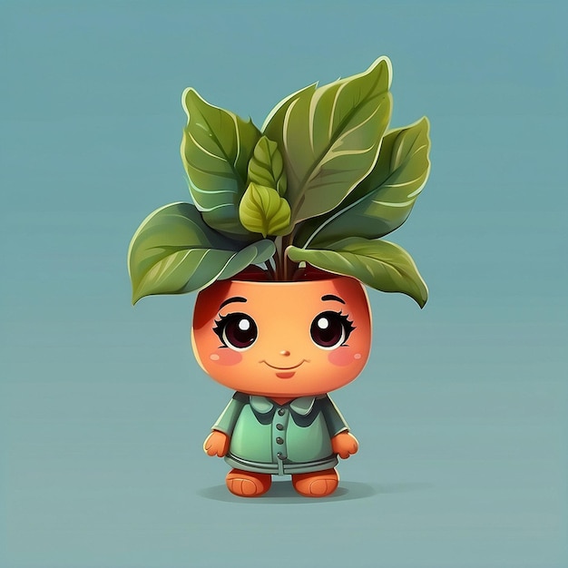 3d cute Calathea plant character