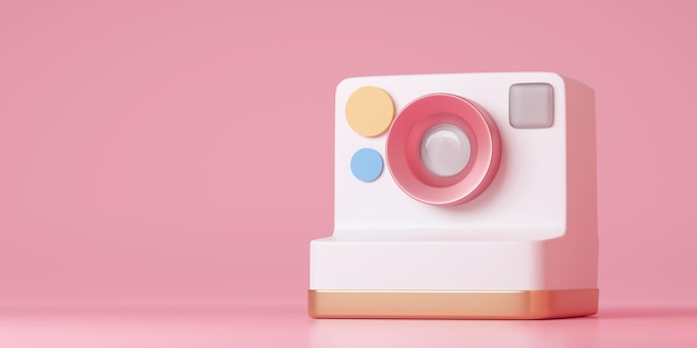 3d cute camera icon 3d rendering