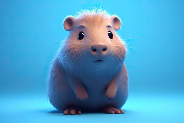 3d cute capybara Copy space background Generative AI