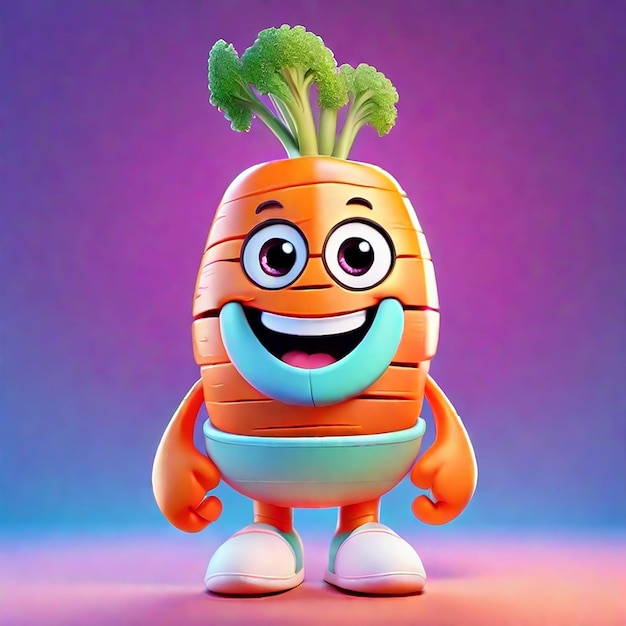 3d cute carrot cartoon character generated by ai