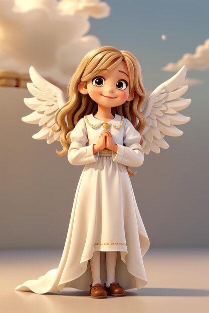 3D cute cartoon angel photo Ai Generated