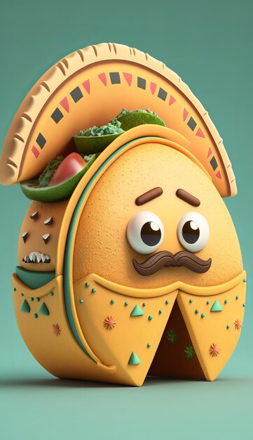 3D 귀여운 만화 Burrito 캐릭터