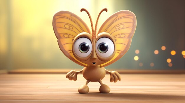 3d cute cartoon butterfly character generative ai