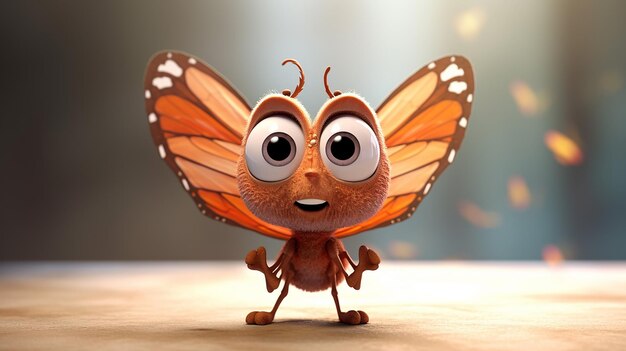 3d cute cartoon butterfly character generative ai