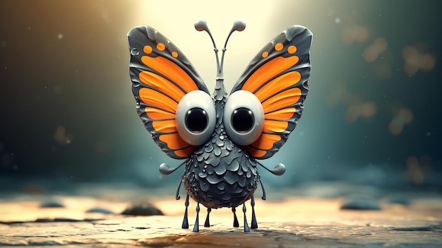 3d cute cartoon butterfly character generative ai