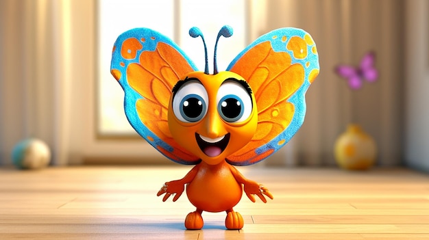 3d cute cartoon butterfly character generative ai