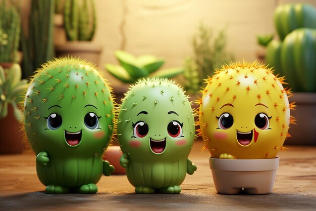 3D Cute Cartoon Cactus