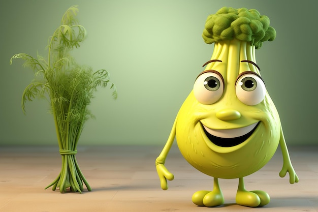 3D Cute Cartoon Fennel Character