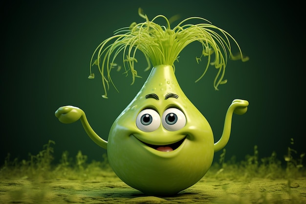 3D Cute Cartoon Fennel Character