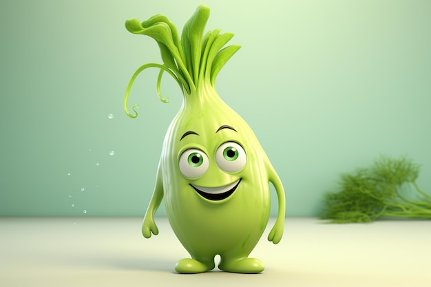 3D Cute Cartoon Fennel Character