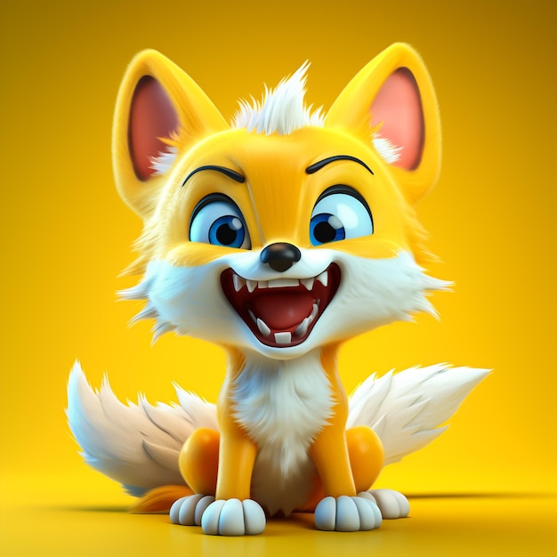 3d cute cartoon fox monster realistic 3d monster