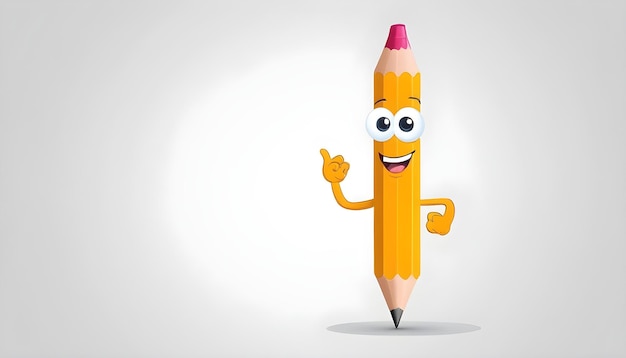 Photo 3d cute cartoon happy pencil