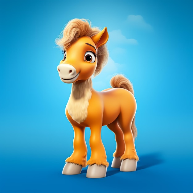 3d cute cartoon horse realistic 3d animal