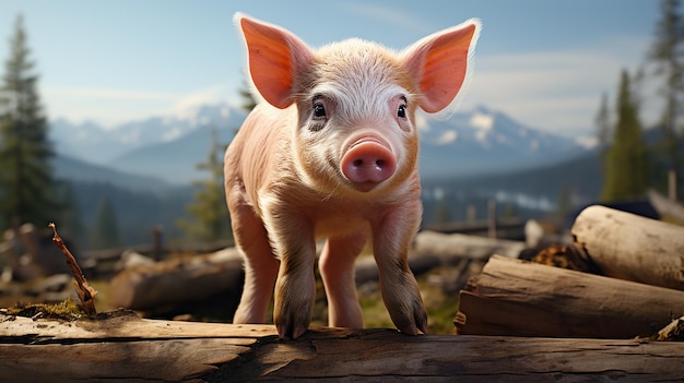 3d cute cartoon pig character