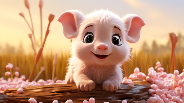 3d cute cartoon pig character