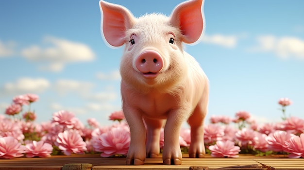 3d cute cartoon pig character