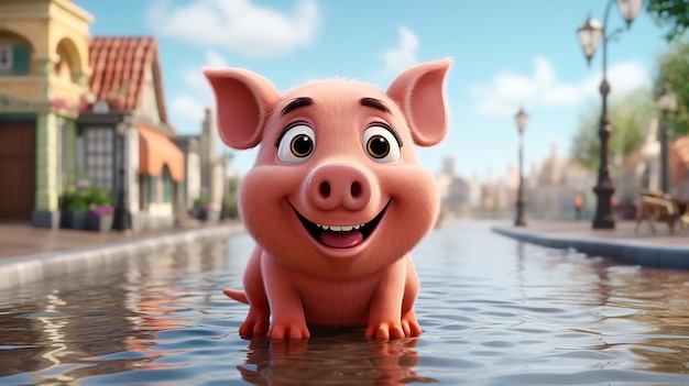 3d cute cartoon pig character