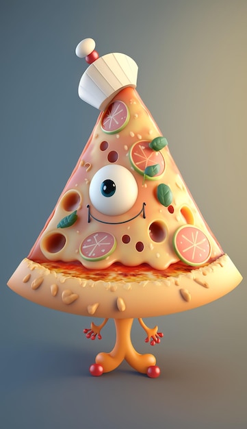 3D Cute Cartoon Pizza Character