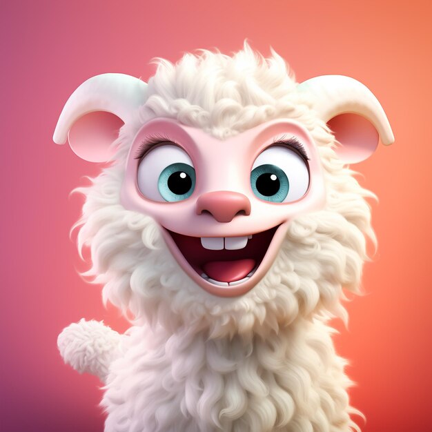 Foto 3d-cute cartoon schapenmonster realistisch 3d-monster